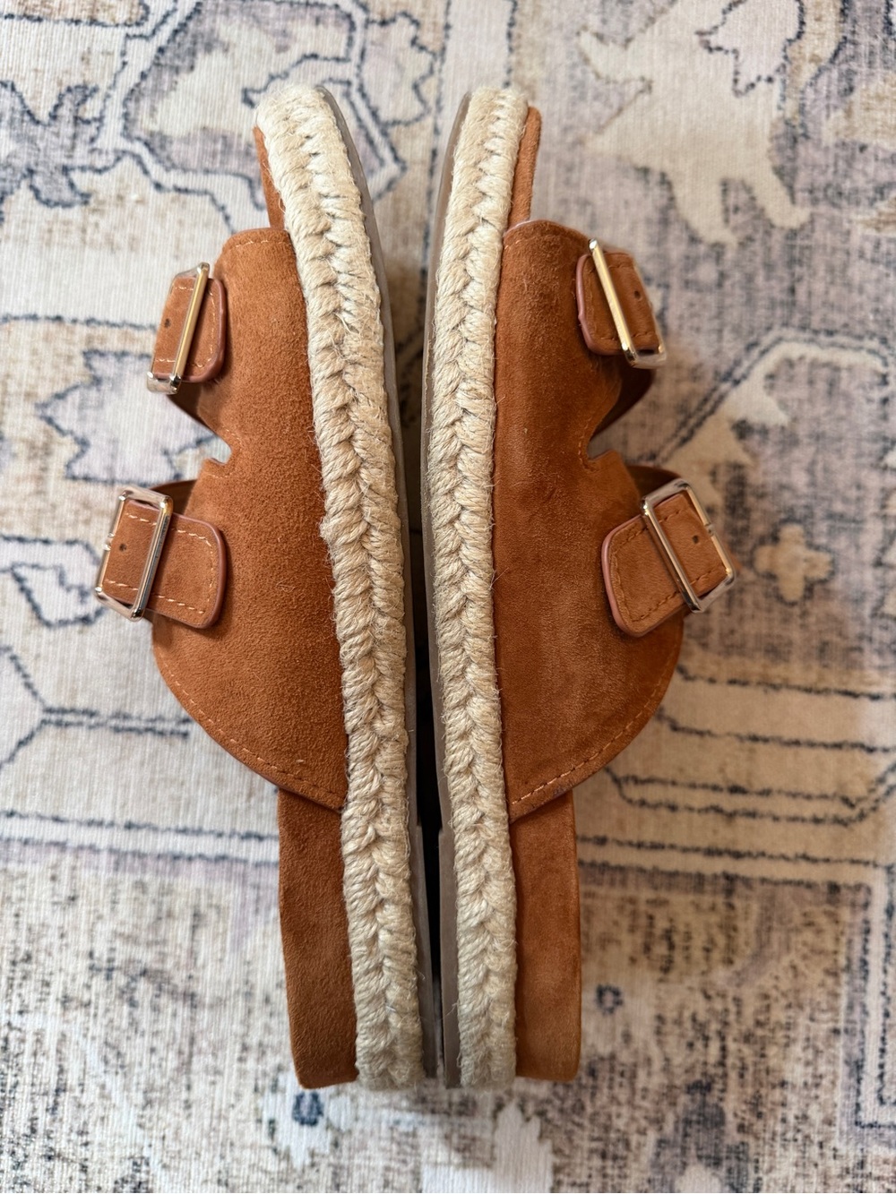 Vionic Brown Suede Double Buckle Espadrille Slide Sandals Size US 10 / EU 42 - Picture 5 of 7